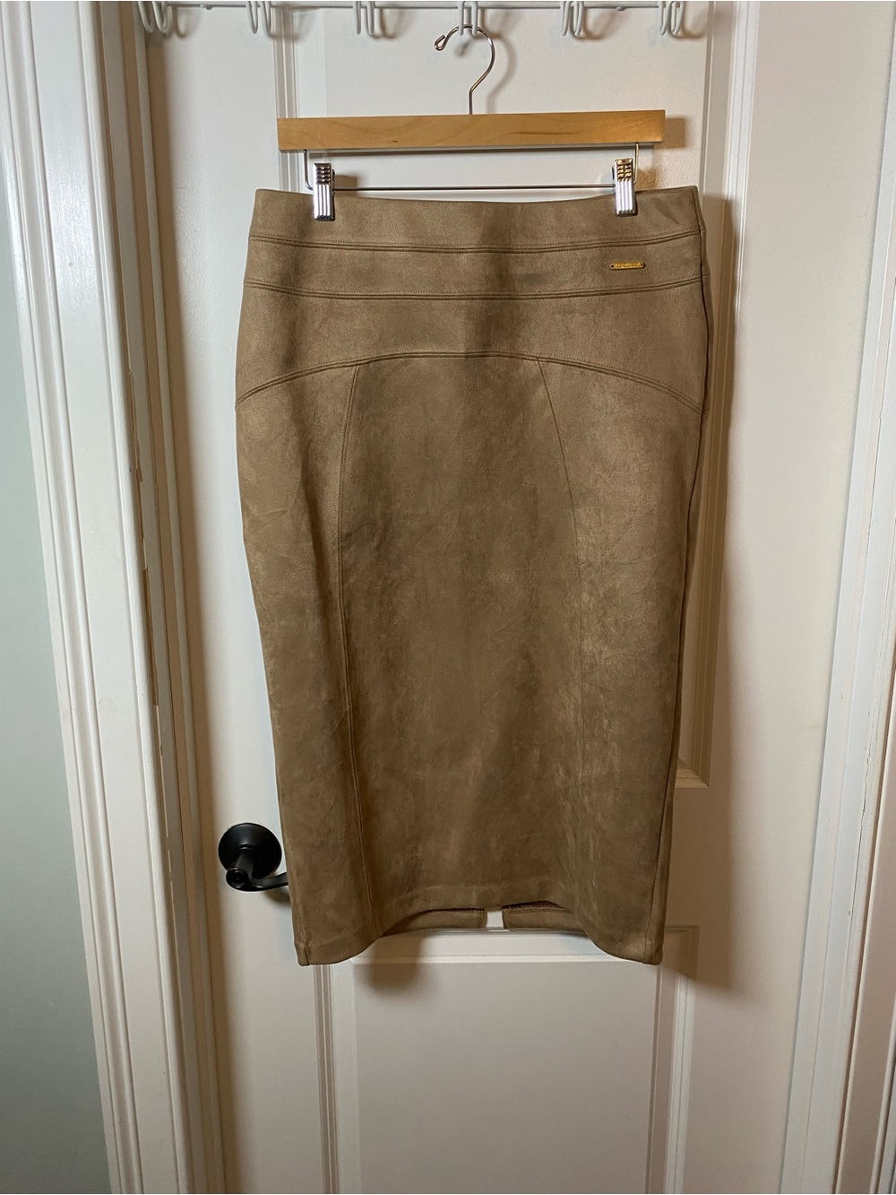 Marc New York Women's Faux Suede Pull On Pencil Skirt in Taupe